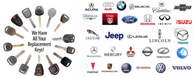 image of a variety of car key and the logos of a variety of automotive brands with the text